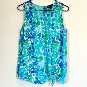 Rachel Zoe Vibrant Blue and Green Side Tie Tank Top - Size: Medium